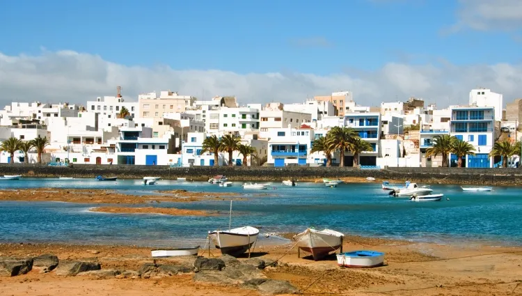 Maisons blanches d'Arrecife à Lanzarote 