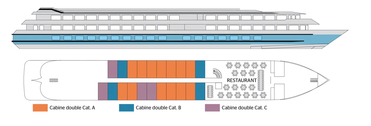 Plan du pont principal du MS Beethoven 