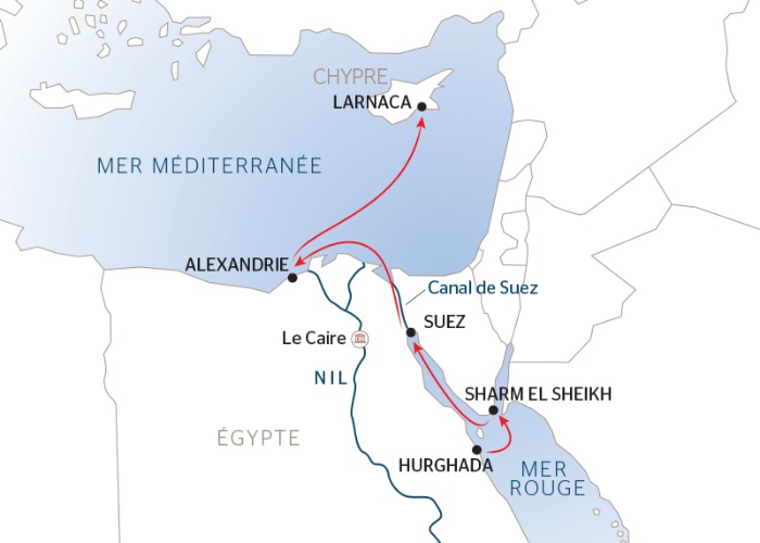 Carte Maritime Mer Méditerranée Mer rouge - HGL