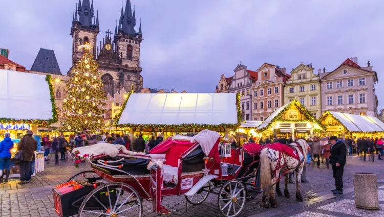 Calèche à Prague pour noël 