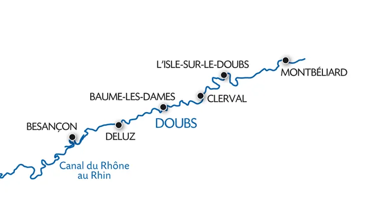 Carte du canal du doubs