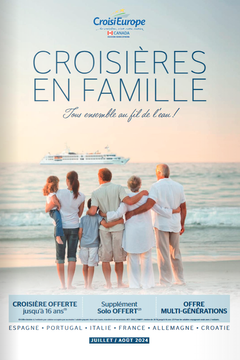 ÉDITION FRANCOPHONE CROISIÈRES EN FAMILLE Ensemble au fil de l’eau CROISIÈRE GRATUITE jusqu’à 16 ans (1) Supplément cabine individuelle OFFERT (1) Hors vol, taxes et excursions. (2) Pour les familles monoparentales voyageant avec deux enfants, le supplément cabine individuelle est offert. (2) (1) Hors vol, taxes et excursions. (2) Pour les familles monoparentales voyageant avec deux enfants. ESPAGNE • PORTUGAL • ITALIE • ALLEMAGNE • FRANCE • CROATIE ÉDITION 2023