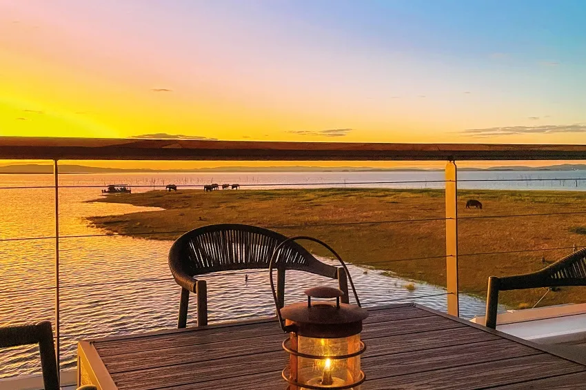 Coucher du soleil sur la terrasse du RV Zimbabwean Dream 