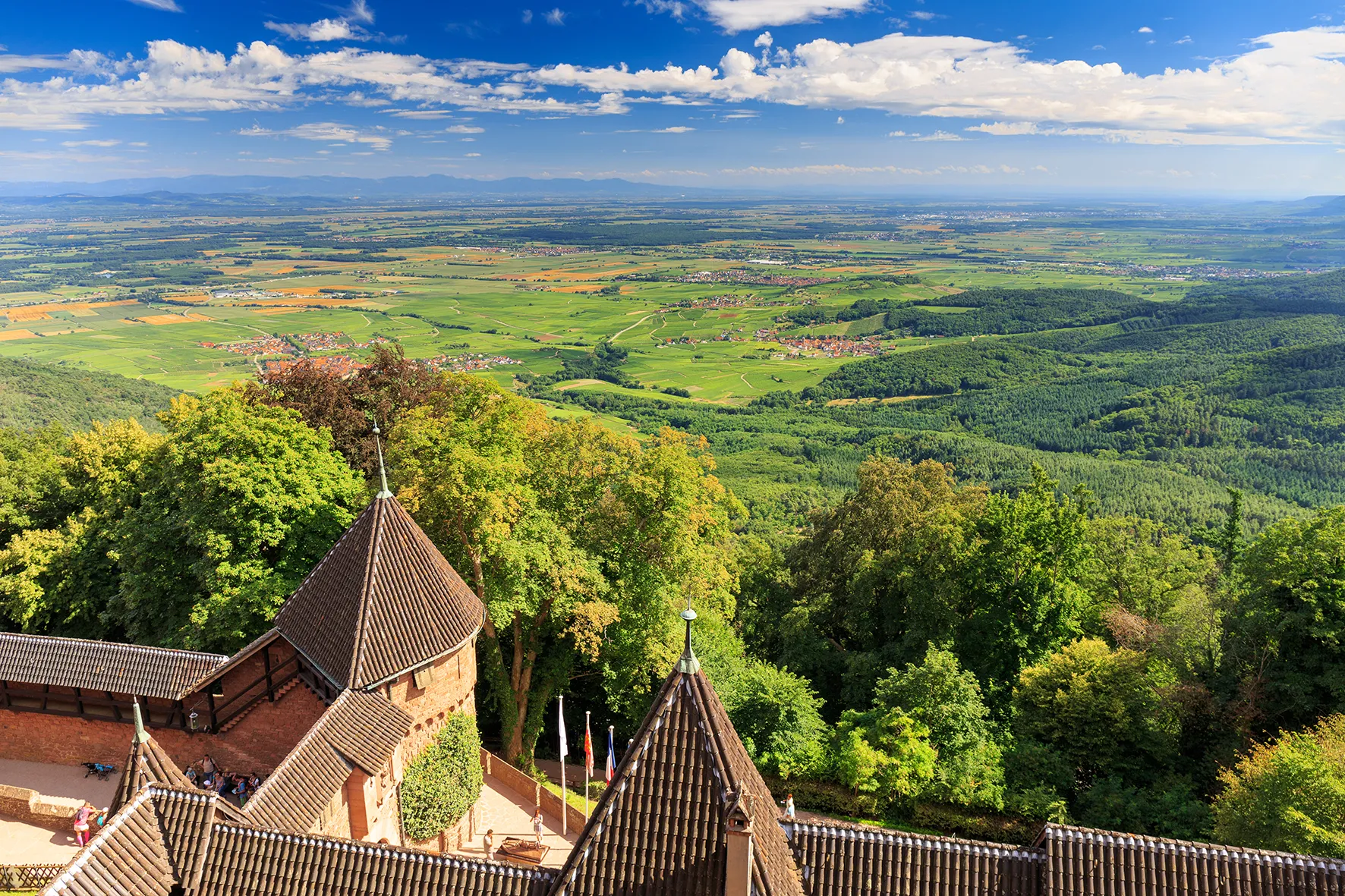 Vue du Haut Koenigsbourg sur les plaines d'Alsace 