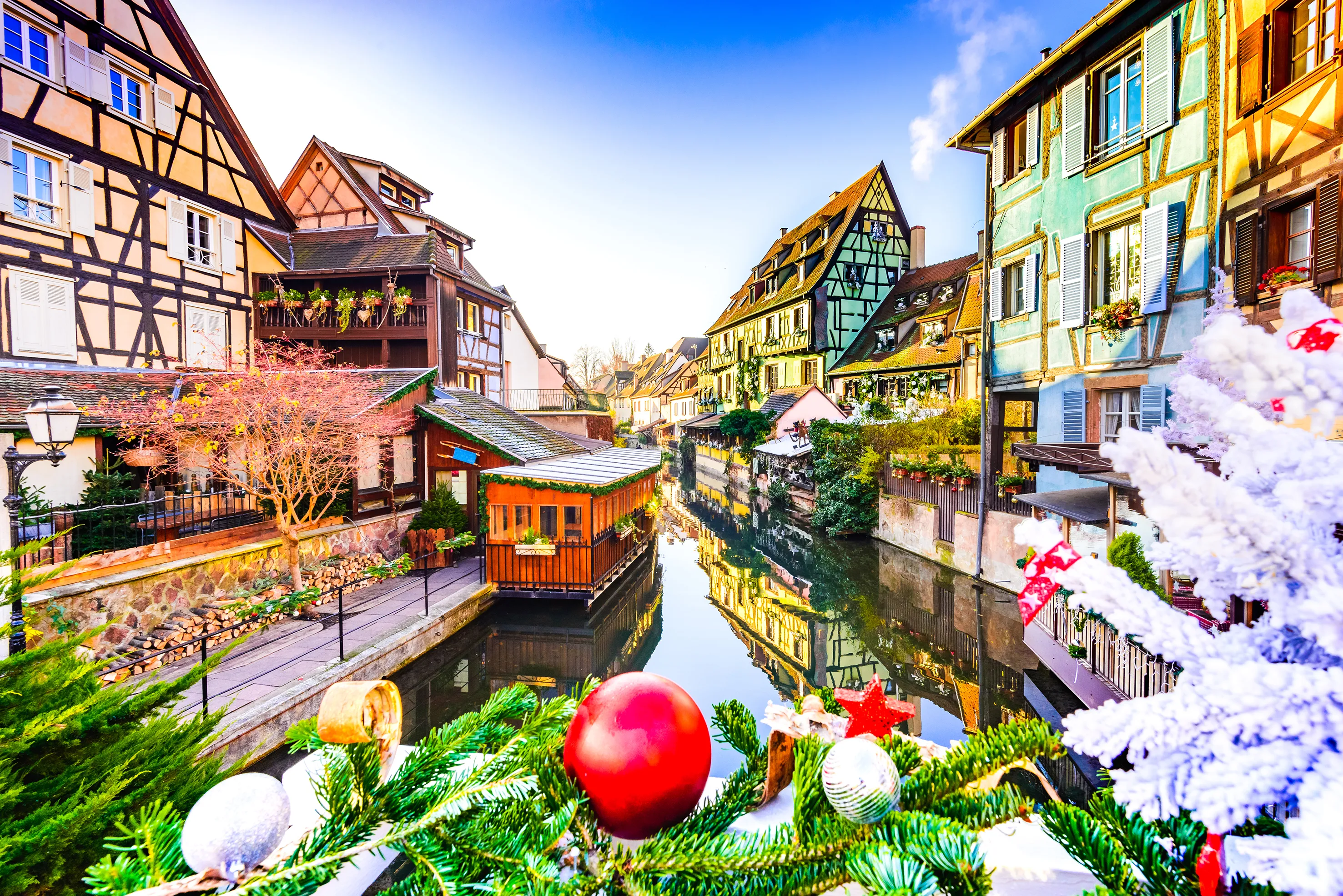 Les quais de Colmar décoré pour Noël