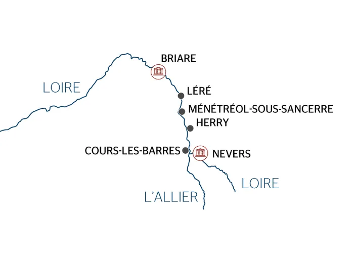 Carte de la Loire, de Nevers à Briare - BNV