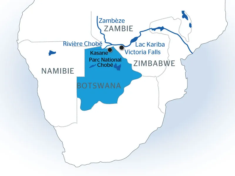 Carte Afrique australe - Botswana 