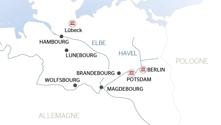 Carte fluviale de l'Elbe