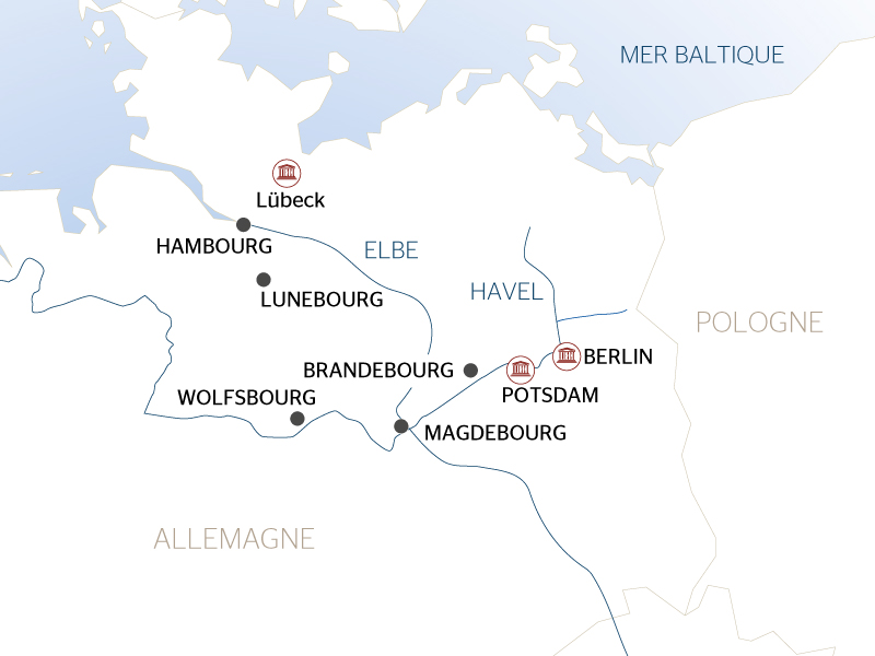 Carte fluviale de l'Elbe