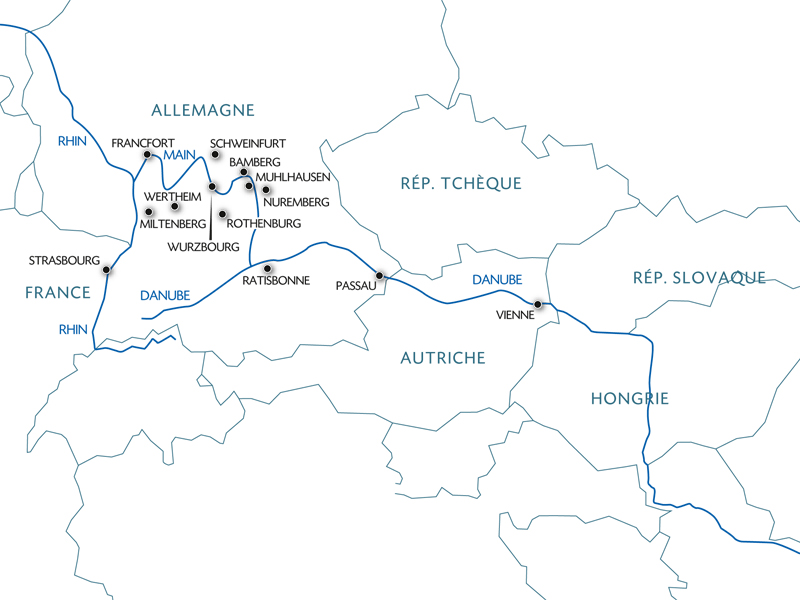 Carte fluviale du Rhin