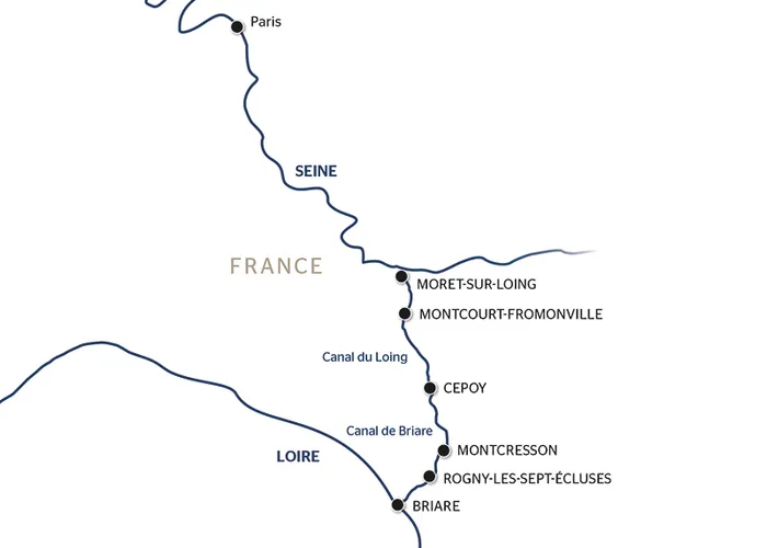 Carte du Loiret, de Briare à Paris - BVN