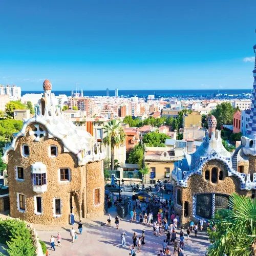 Vue en hauteur sur le parc Güell 