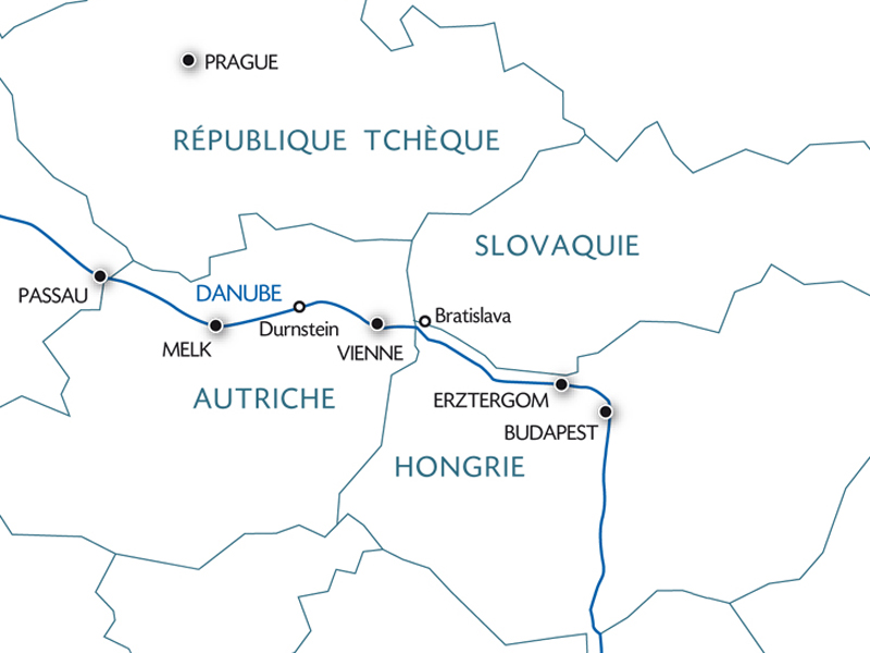 Carte fluviale du Danube - Zoomé PAZ