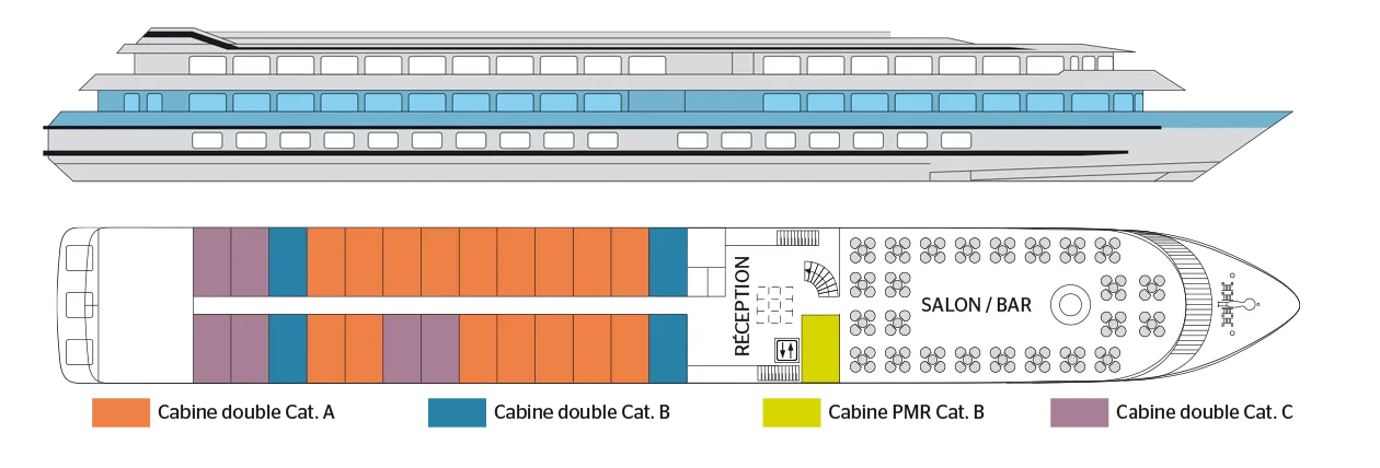 Plan du pont intermédiaire du MS Beethoven 