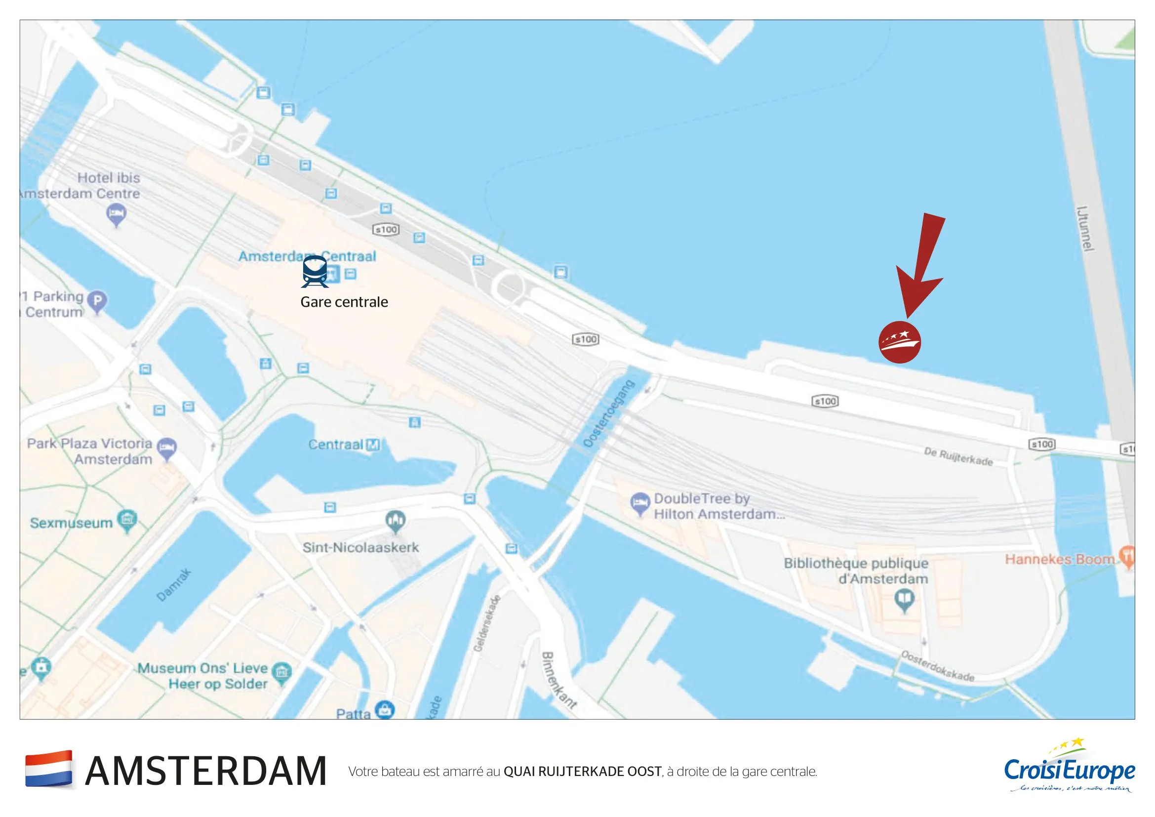 Plan d'embarquement Amsterdam Ruijerkade 
