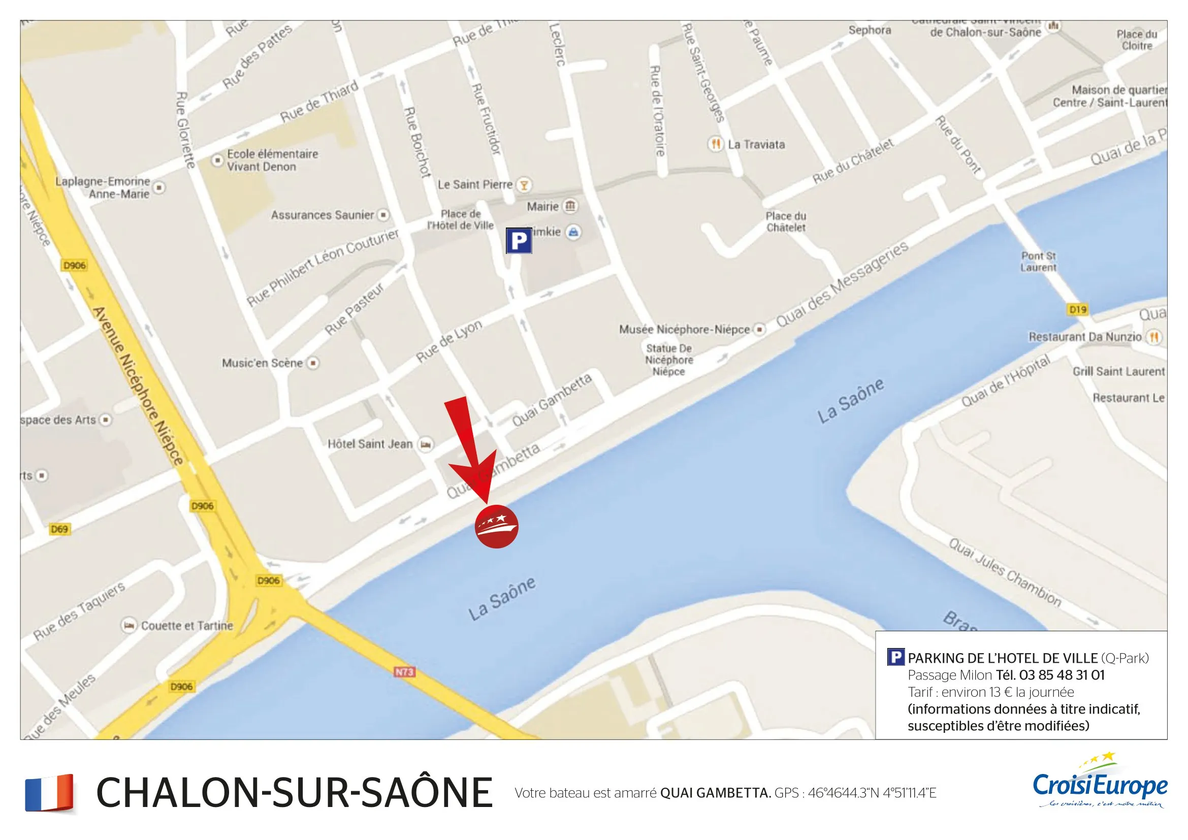 Plan d'embarquement Chalon sur Saône  