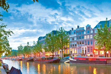 Vignette canal d'Amsterdam de nuit 