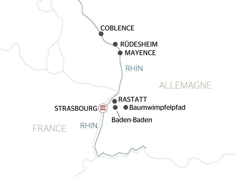 Carte fluviale du Rhin