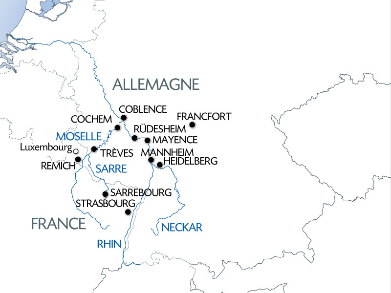 Carte fluviale du Rhin