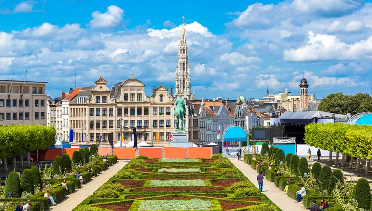 Le jardin fleurie du Mont des Arts à Bruxelles 