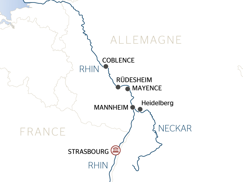 Carte fluviale du Rhin