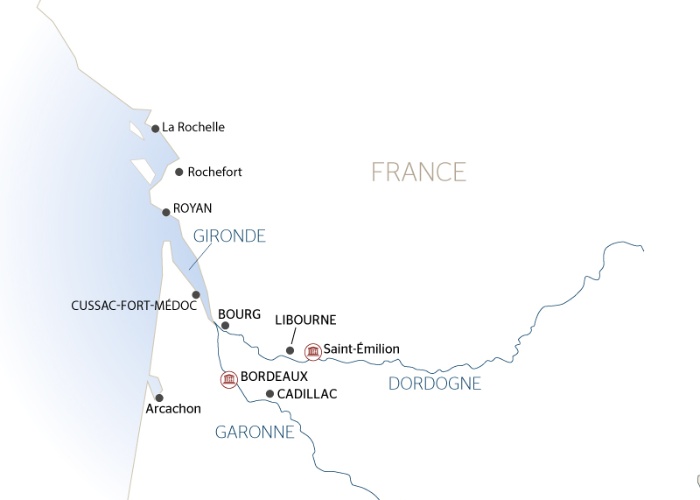 France - Atlantique Nord - La Rochelle - Royan - Atlantique Sud - Bordeaux - Croisière en Aquitaine de Bordeaux à Royan, l'Estuaire de la Gironde, la Garonne et la Dordogne