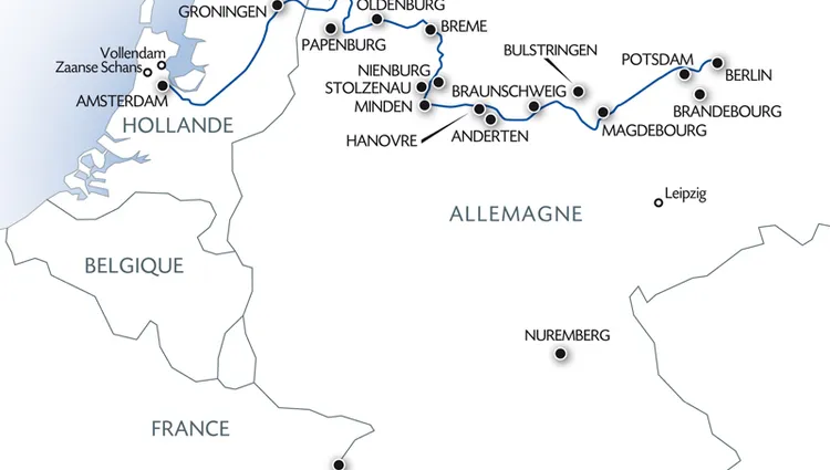 Carte fluviale de l'Elbe, Havel et l'Oder