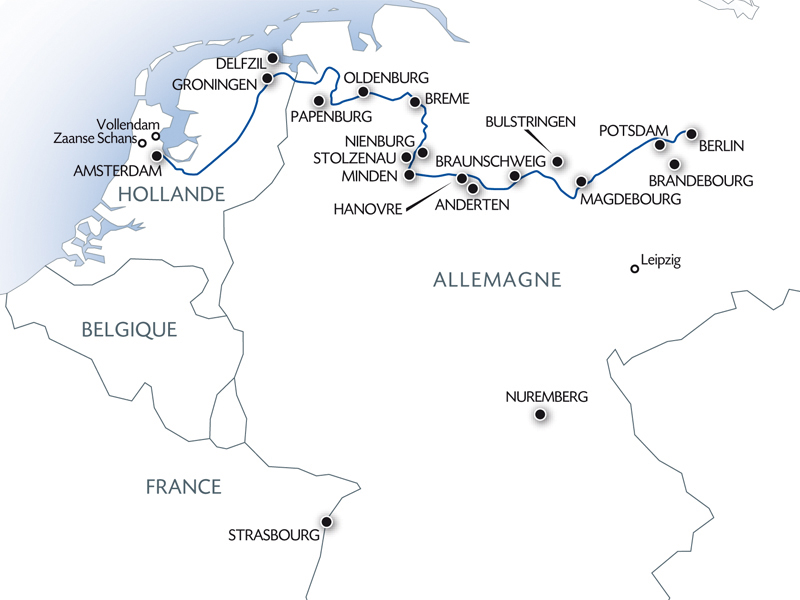 Carte fluviale de l'Elbe, Havel et l'Oder