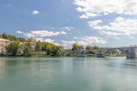 Vue sur le Rhône bordant Avignon 