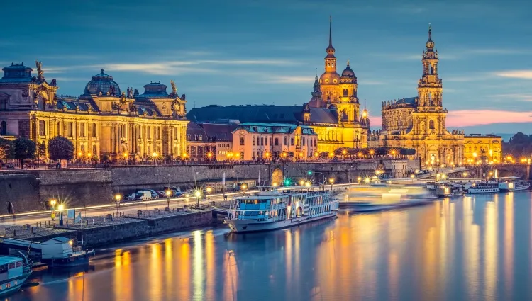 Les quais de Dresde de nuit