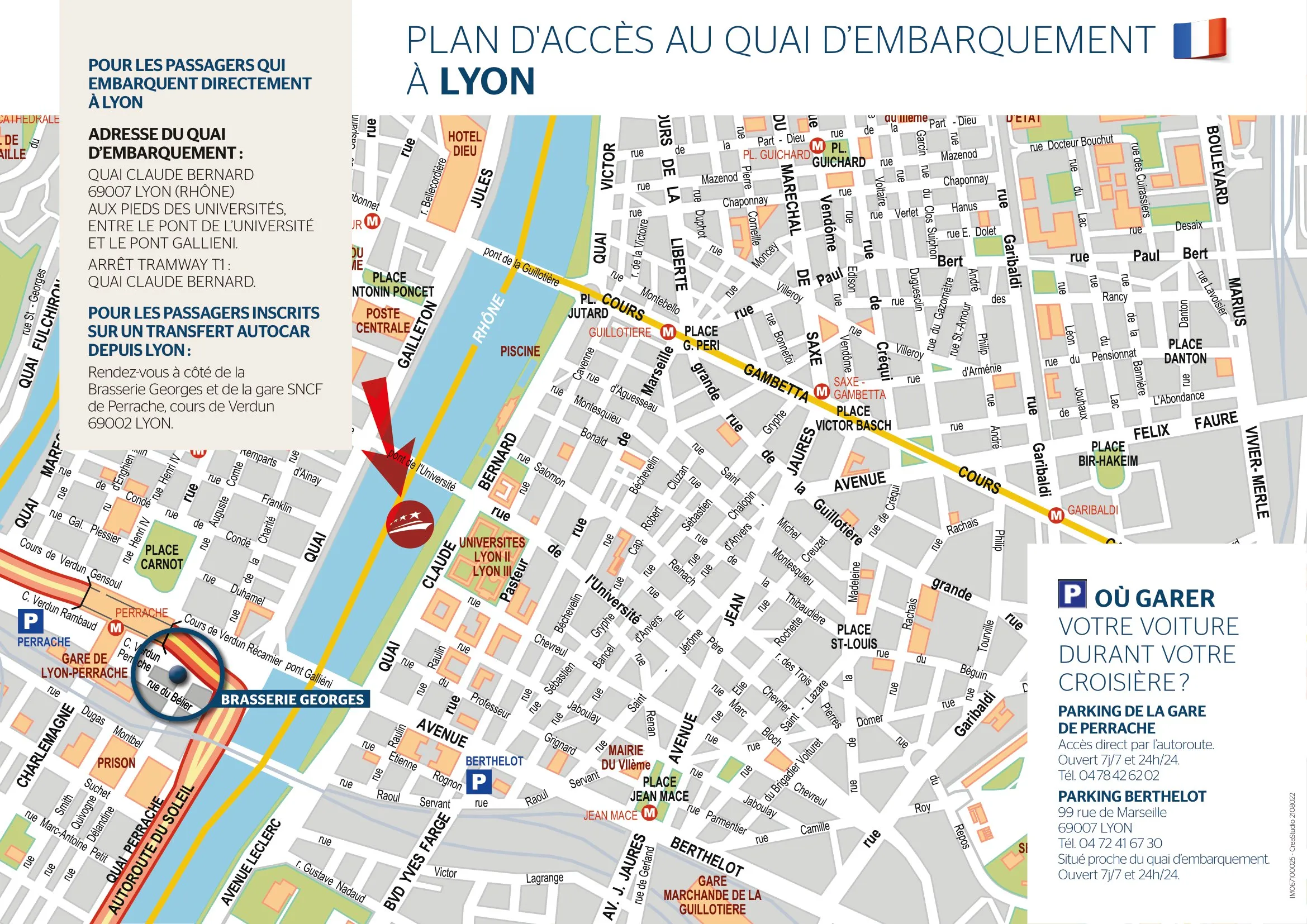 Plan d'accès à l'embarquement à Lyon 
