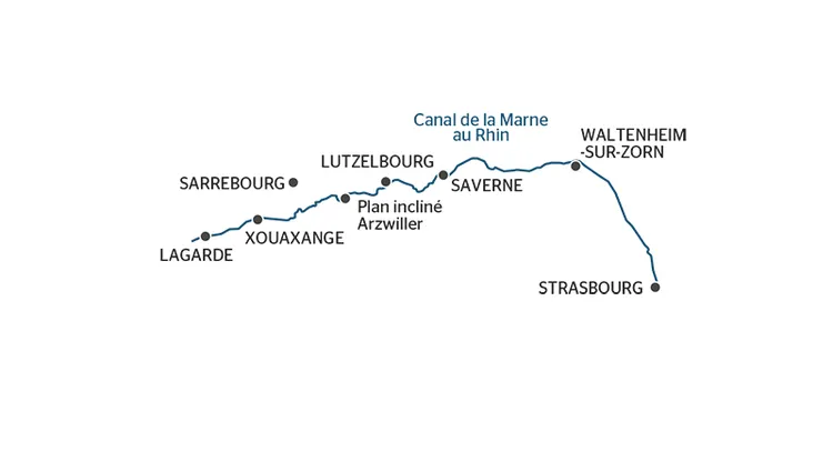 Carte du canal de la Marne au Rhin - XOS