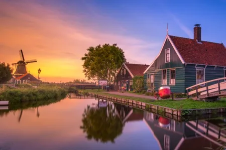 Vignette coucher du soleil sur Zanse Schans 