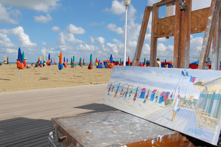 Peinture sur la plage de Deauville 