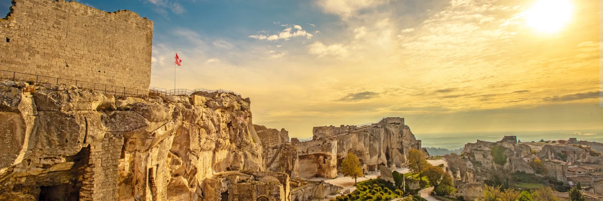 Coucher du soleil sur les ruines du Baux de Provence 