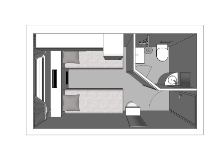 3D plan of a cabin of the Jeanine vessel 
