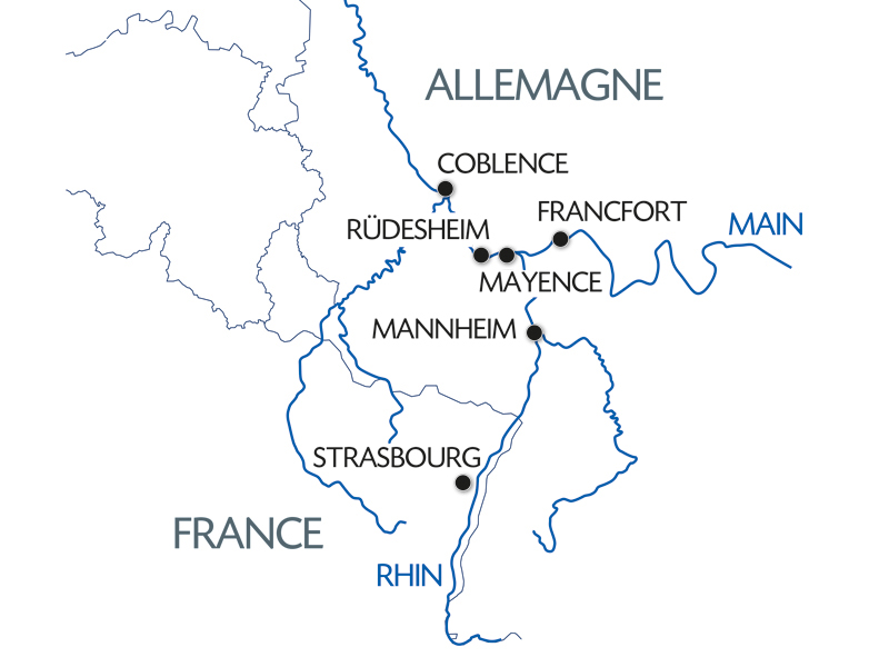 Carte fluviale du Rhin