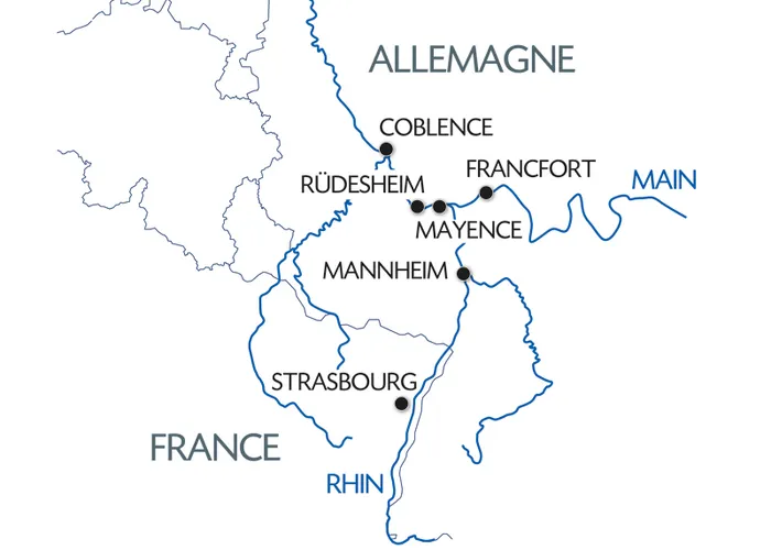 Carte fluviale du Rhin
