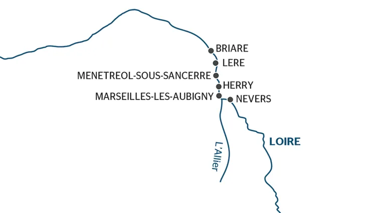Carte de la Loire, de Nevers à Briare -BNV