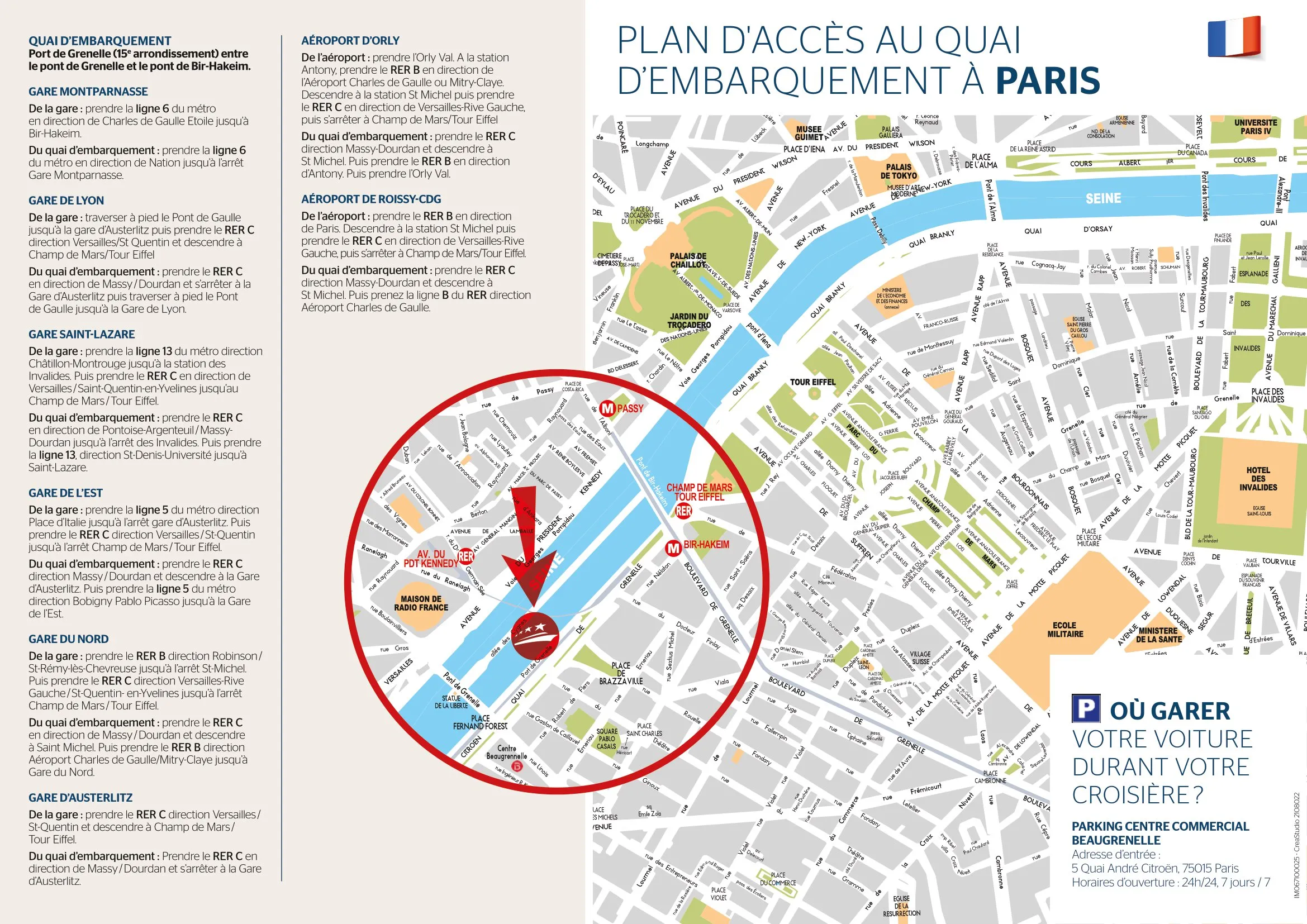 Plan accès à l'embarquement Paris quai Grenelle 