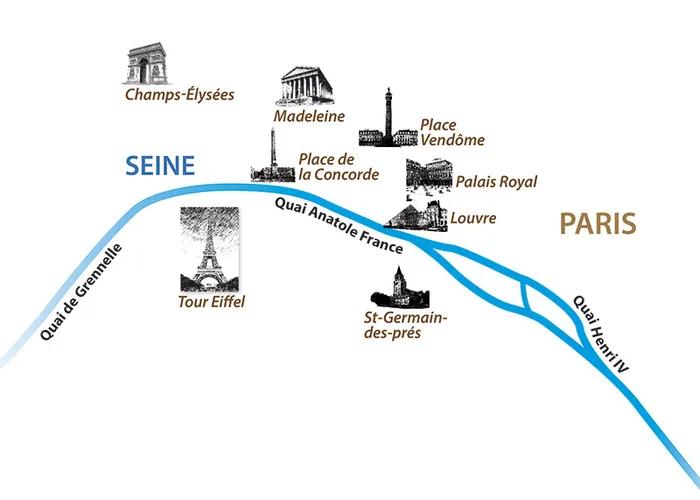 Carte du canal de la Seine à Paris
