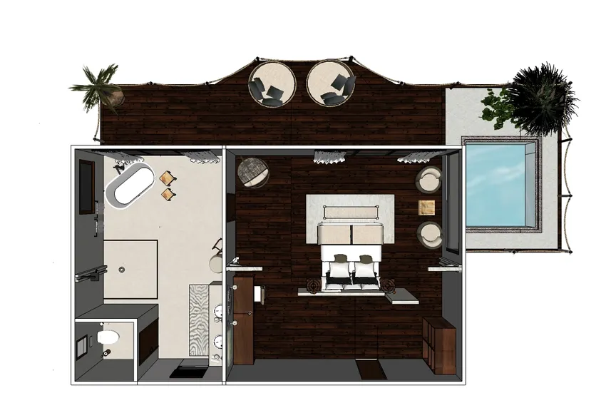 3D plan cascade island new bedroom